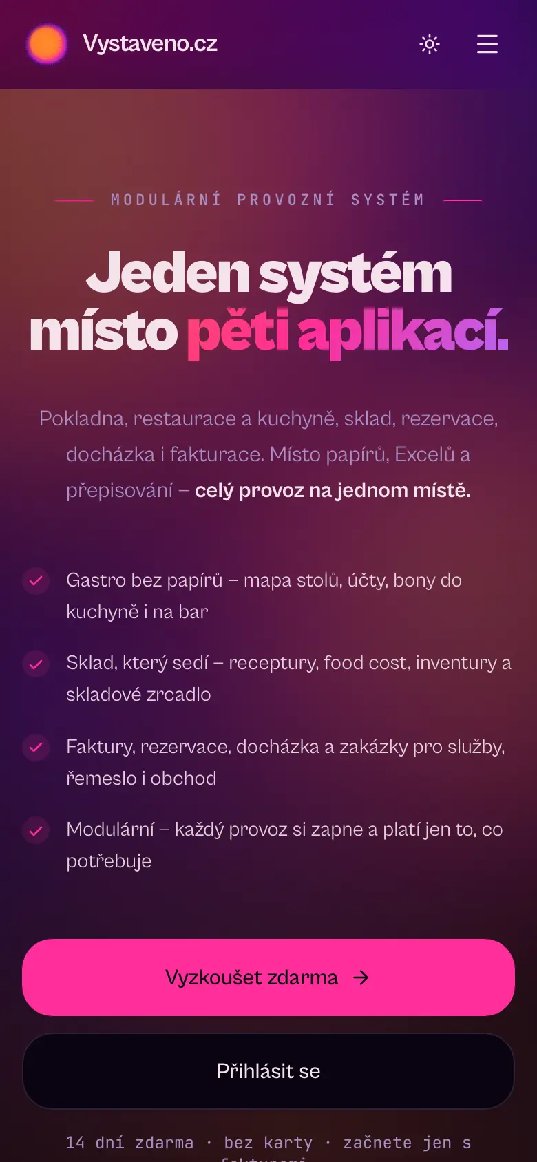 The Vystaveno site on a phone