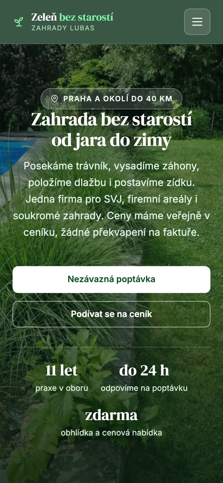 The Zeleň bez starostí site on a phone